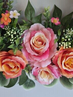 Vibrant Elegant Victorian Inspired Floral Wreath Large 22" Handmade Door Wreath